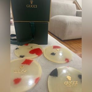 Gucci Boxed 1 Set x 4 Playing Card Lucite Coasters